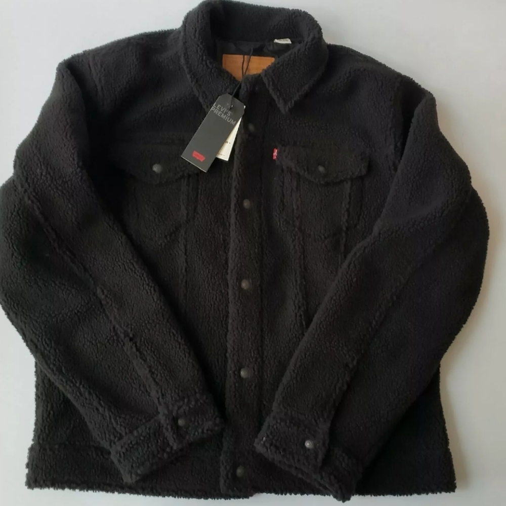 Levi's Premium Black Sherpa Face Trucker Jacket XL